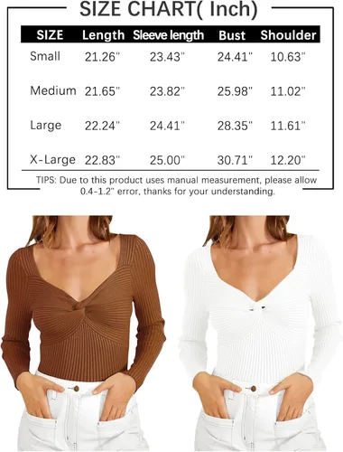 Vista 7 de LILLUSORY Suéter sexy con nudo torcido para mujer, suéter de punto acanalado, manga larga, Y2K, suéter