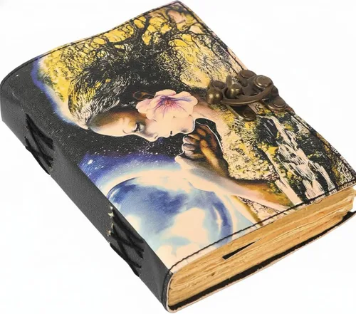 Vista 26 de Book of Spells - Diario encuadernado en cuero con papel de borde irregular, grimorio, diario impreso del Tercer Ojo, suministros de brujería