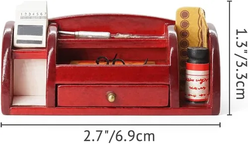 Vista 3 de Odoria 1/6 Papelería miniatura casa de muñecas accesorios de oficina, WineRed