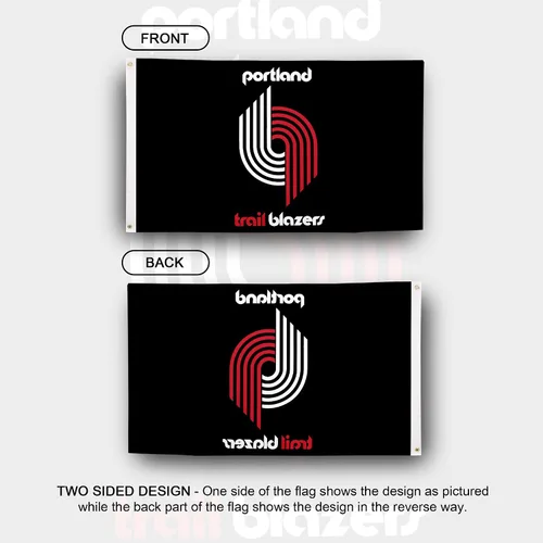 Vista 2 de Desert Cactus Portland Trail Blazers Flag Team NBA National Basketball Association 100% poliéster para interiores y exteriores, banderas de 3 x 5