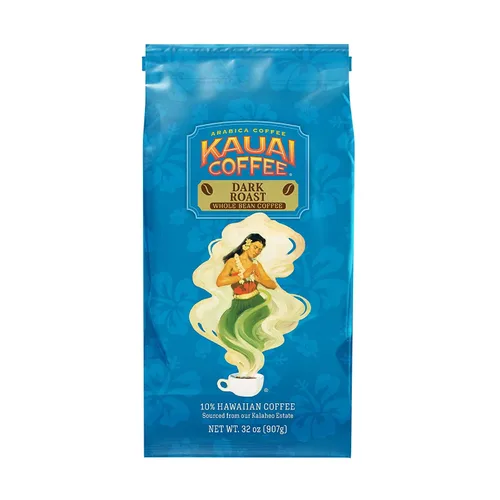 Vista 10 de Kauai - Café en grano entero, Koloa Estate café tostado oscuro del cultivador más grande de Hawái, Bold, mezcla rica de 32 onzas (paquete de 8)