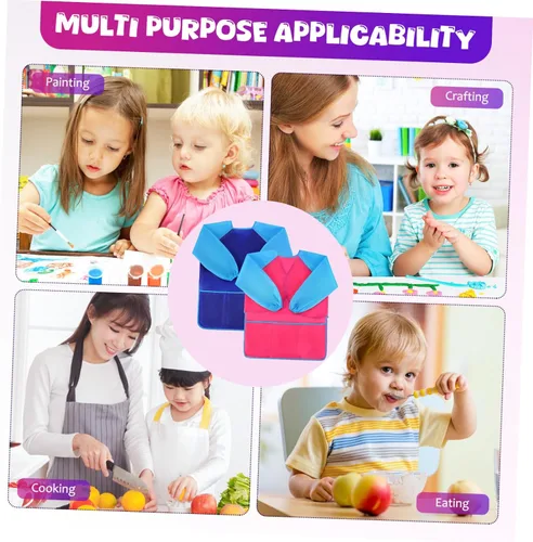 Vista 9 de 2Pcs Artist Apron Long Sleeve Painting Smock with Pocket for Ages Reusable Bib for Creative Mess Art Activities