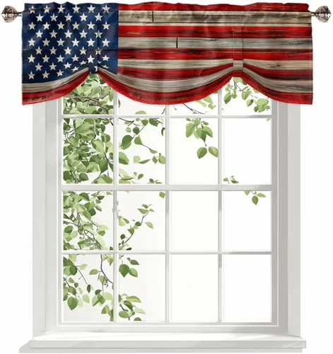 Vista 9 de Cortina de cenefa de Pascua con lazo para cocina, sala de estar, dormitorio, baño, cafetería, bolsillo para barra, panel corto para ventana