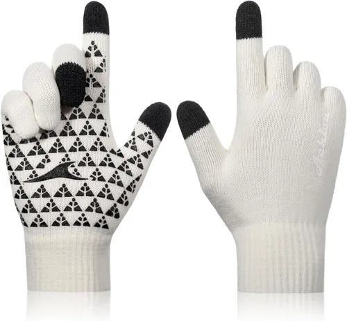 Vista 35 de Achiou Winter Gloves for Men and Women, Touchscreen Soft Knit Gloves Camello almendra