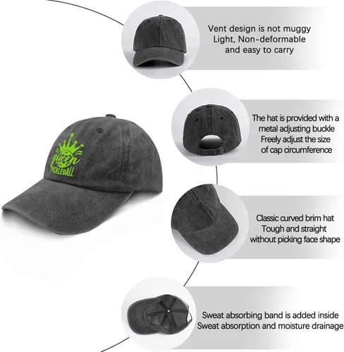 Vista 6 de Gorra Queen Pickleball Dad Hats, gorra vintage para hombre