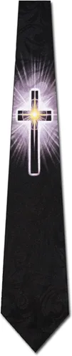 Vista 4 de Corbata The Shining Cross - Corbatas religiosas para hombre, Negro