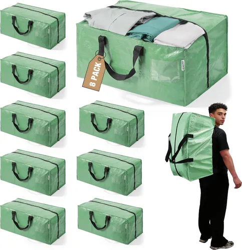 Vista 13 de WORKPRO 1 paquete de bolsas de mudanza extra grandes con cremalleras y asas de transporte, correas de mochila, bolsa de almacenamiento resistente