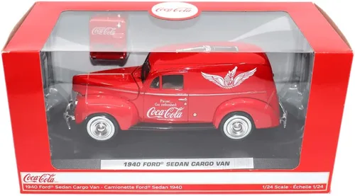 Vista 8 de Motor city classics Coca-Cola Diecast coleccionable Furgoneta Ford Delivery 1940 con enfriador Modelo a escala 1:24 fundido a presión 424195