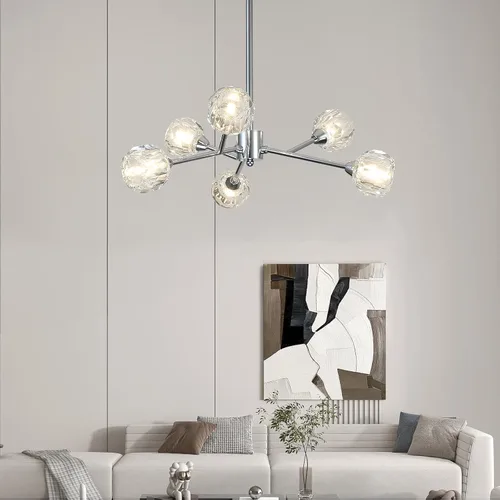 Vista 18 de Weesalife Sputnik - Candelabros para comedor, 6 luces de 25 pulgadas de diámetro Black Sputnik Chandeliers Adjustable Height Modern Crystal