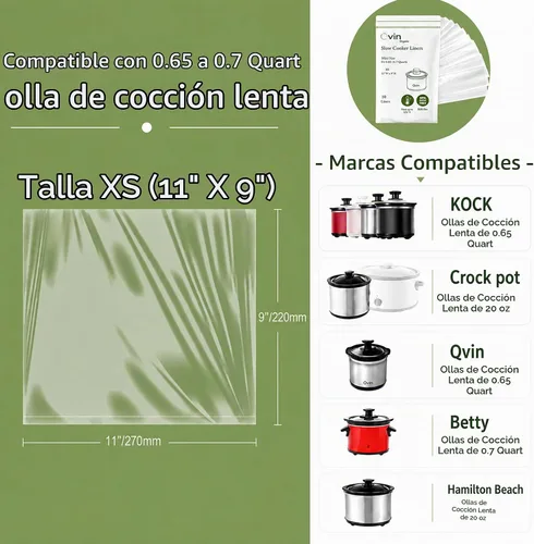 Vista 3 de Qvin Mini revestimientos para olla de cocción lenta (10 piezas) - Forros