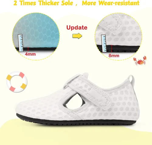 Vista 3 de LeIsfIt Zapatos de agua para niños y niñas, zapatos de playa, calcetines acuáticos descalzos, calcetines antideslizantes para el agua