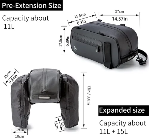 Vista 5 de HuiJuKeJi Bolsa de carga trasera para bicicleta, 3 en 1, multifunción, bolsa de almacenamiento de 26 litros, bolsa de sillín con tiras reflectantes