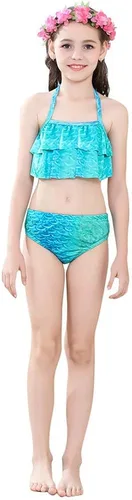 Vista 5 de 7pcs cola de sirena para niñas princesa traje de baño bikini natación gafas corona collar