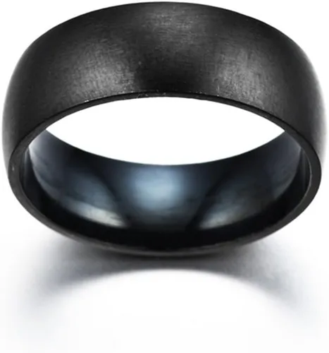 Vista 3 de Meolin Anillo de acero de titanio negro para hombre, anillo de compromiso acabado mate, Acero de titanio