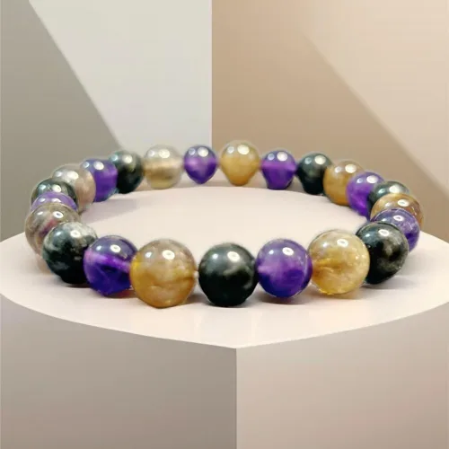 Vista 2 de Pulsera de cuentas redondas de piedra natural multi estilo pulsera de la suerte de múltiples estilos 0.315 in