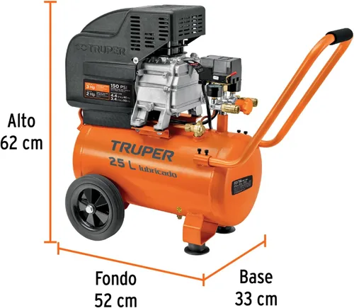 Vista 3 de Compresor horizontal 25 L, 3 HP (potencia máxima), 120 V