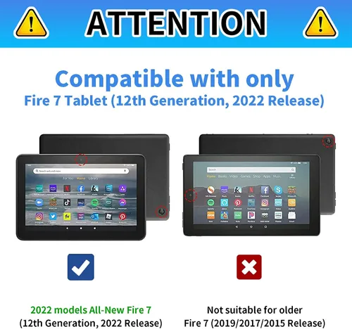 Vista 42 de Funda para tablet Kindle Fire 7 2019/2017 lanzamiento 9ª/7ª generación 7 pulgadas, ligera, protectora de piel sintética, cubierta inteligente