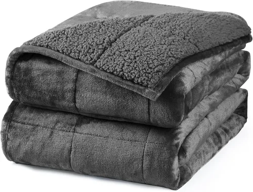 Vista 13 de Aemicion Manta con peso para niños de 7 libras, tamaño individual de 41 x 60 pulgadas, cómoda, suave y esponjosa Sherpa, manta pesada para niños
