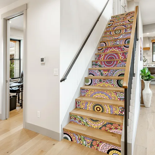 Vista 8 de funlife 7 calcomanías autoadhesivas de papel de contacto para escaleras, calcomanías autoadhesivas para escalones, decoración de oficina en casa