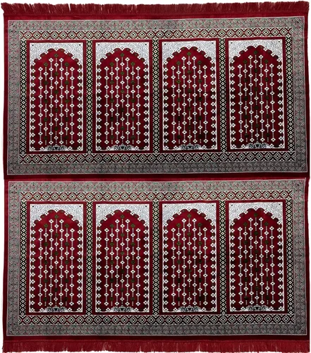 Vista 8 de Modefa Alfombra de oración musulmana, alfombra de oración para múltiples personas, 8 personas, color verde #2 Para oraciones familiares en grupos