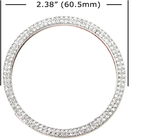 Vista 2 de iJDMTOY Cristal Rhinestone Interior Dashboard Analog_Clock Decoración Envolvente Anillo Trim Compatible con Porsche