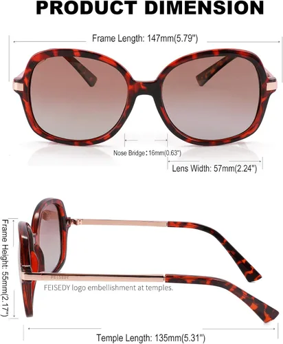 Vista 6 de FEISEDY Gafas de sol polarizadas clásicas para mujer B2683