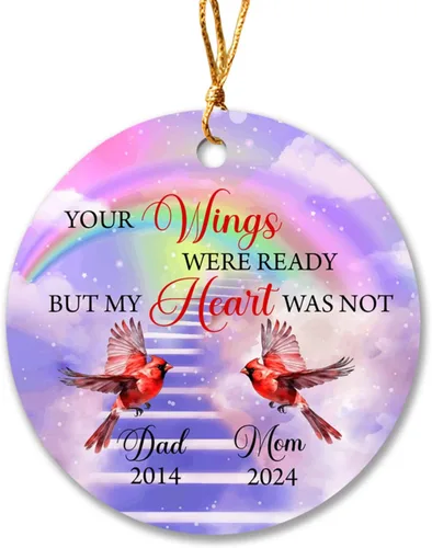 Vista 17 de Adorno de Navidad conmemorativo personalizado para mascotas, perros y gatos, A Piece of My Heart is at Rainbow Bridge, adorno de Navidad con nombre
