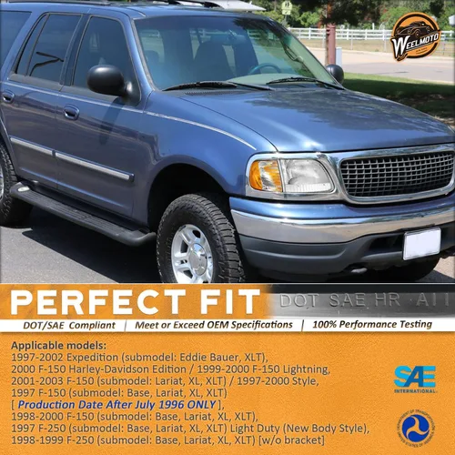 Vista 2 de Ensamble de faros WEELMOTO para F150 1997-2003 / Ford Expedition 1997-2002 / F250 1998-1999, Faro+Luces de estacionamiento en esquina+Luces de señal
