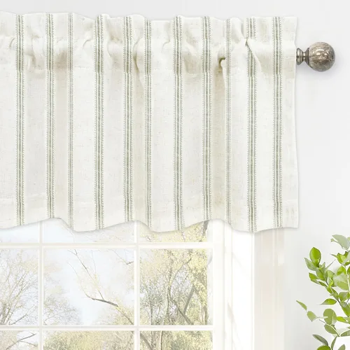 Vista 16 de DriftAway Briony - Cortina opaca con amarre para cocina, ajustable, diseño de globos, líneas texturizadas, estampadas, persianas romanas