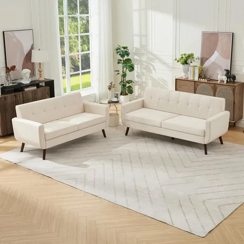 Vista 43 de Tbfit Sofá en Forma de L, Sofás Seccionales Modernos de Mediados de Siglo de 80" de Ancho, Sofás de 3 Plazas con Chaise Lounge Amplio, Sofá Beige