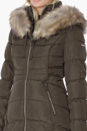 Vista 5 de LAUNDRY BY SHELLI SEGAL Chaqueta acolchada con capucha 34 para mujer con ribete de piel sintética