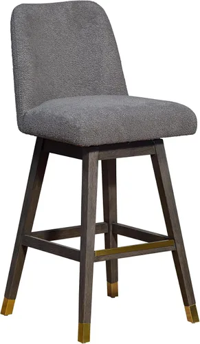 Vista 22 de Armen Living Sicily Modern Farmhouse Taburete giratorio de madera de nogal de 26 pulgadas de altura para encimera de isla de cocina, en piel Crema