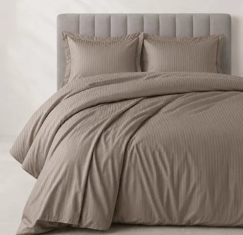 Vista 7 de sheetsnthings Juego de ropa de cama a rayas de 300 hilos, 100% algodón, 5 piezas, tamaño individual, extra largo, XL, color negro, 3 piezas y 2