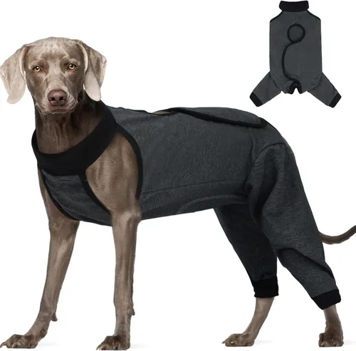 Vista 20 de ROZKITCH Manga de pierna para cirugía para perros, piernas traseras, macho y hembra para evitar lamer heridas, codo, rodillera, traje de Azul