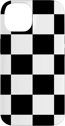 Vista 4 de Black and White Classic Checkered Big Checkerboard Pattern Case for iPhone 16