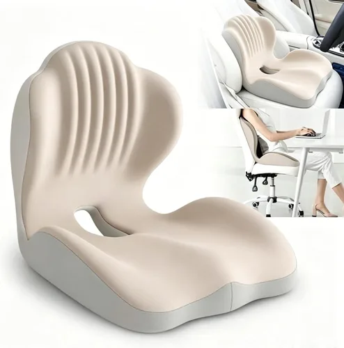 Vista 13 de Cojín ergonómico de espuma viscoelástica, cojín de asiento con soporte lumbar integrado, espuma viscoelástica antideslizante con diseño integrado