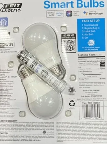 Vista 2 de Feit Electric Bombilla inteligente WiFi multicolor de 60 W (paquete de 2)