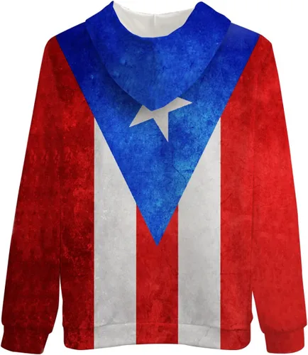Vista 2 de Lurhonp Sudadera con capucha con cremallera para hombre de la bandera de Puerto Rico