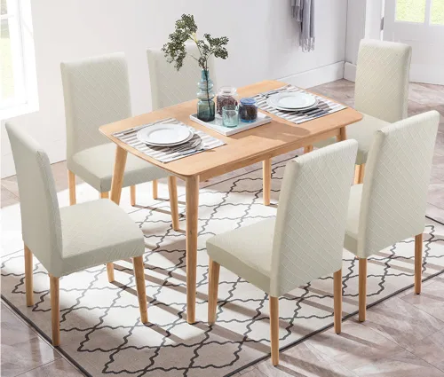 Vista 2 de Fuloon Paquete de 4 Fundas Protectoras para Asientos de Sillas de Comedor Super Ajustadas Elásticas Extraíbles Lavables Cortas para Hotel, Comedor