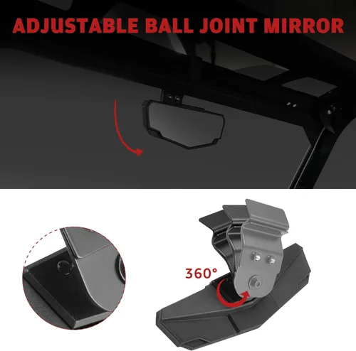 Vista 3 de HAKA TOUGH Espejo retrovisor central para Can Am Defender/Polaris Ranger, UTV Espejo retrovisor ancho convexo para Ranger 570 900 xp 1000 Crew