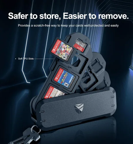 Vista 5 de Dexnor Game Card Case for Nintendo Switch, OLED, Lite Games, Portable Shockproof Hard Shell Storage Protective Case with 4 Foldable Layers &