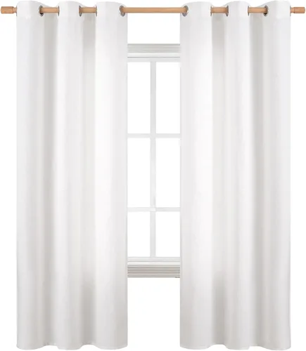 Vista 59 de BGment Cortinas de Lino Beige de 63 Pulgadas de Largo 2 Paneles - Tratamientos para Ventanas con Textura de Arpillera Filtrantes de Luz Cortinas