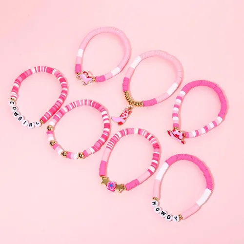 Vista 304 de Surfer Heishi - Pulseras apilables para mujer, apilables, de vinilo arcoíris, disco de arcilla, pulseras elásticas para la amistad, joyería bohemia