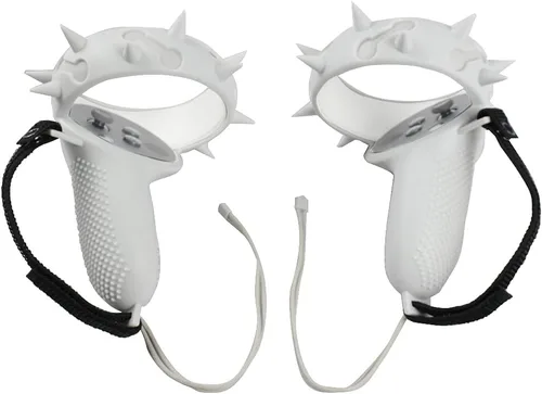 Vista 7 de SINWEVR Funda de agarre para controlador táctil compatible con accesorios MetaOculus Quest 2, protector de silicona con correas para nudillos