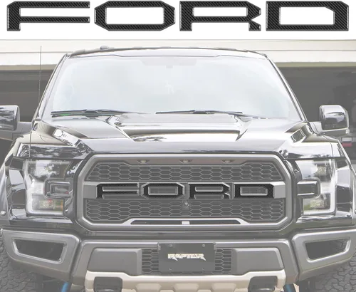 Vista 17 de Superposiciones de letras de rejilla frontal, compatibles con Raptor 2015-2020