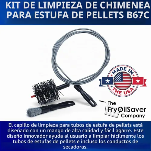 Vista 6 de FryOilSaver Co. B67C - Kit de cepillo limpiador de ventilación para estufa y secadora de pellets, 10 pies