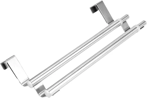Vista 9 de Srliya Staless - Toallero de plástico para colocar sobre la puerta de 26 × 13 × 3 capas dobles de acero inoxidable telescópico toallero organizador