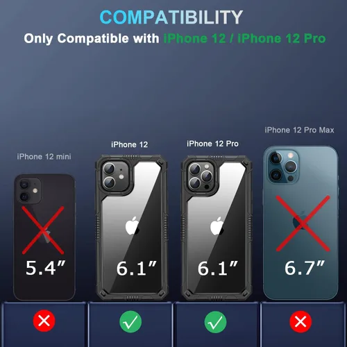Vista 7 de TENDLIN Funda compatible con iPhone 12/iPhone 12 Pro con protector de pantalla y protector de lente de cámara, protección contra caídas de grado