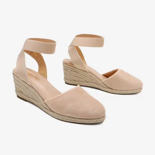 Vista 2 de DREAM PAIRS - Sandalias de cuña con correa elástica en el tobillo, para mujer