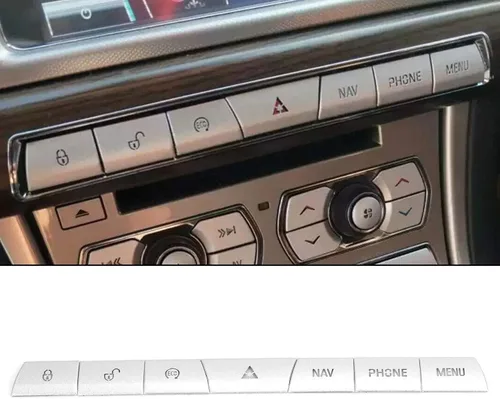 Vista 8 de Fydun Ajuste interior 7 unids multimedia panel botón cubierta etiqueta engomada aleación de aluminio plateado apto para Xf 2012‑2015